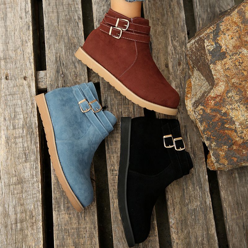 SHLIANG Damestøvler Høst Spisse Semskede Tykke Hæler Damestøvletter Plus Size Flate Sko Ankelstøvler SB0129_voghion.com