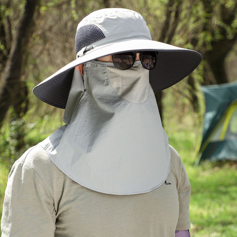 12CM Sun Protection Hat For Men To Cover Their Face Insect And Sand Proof Outdoor Hiking Large Brim Sun Protection Fisherman Hat For Women_voghion.com