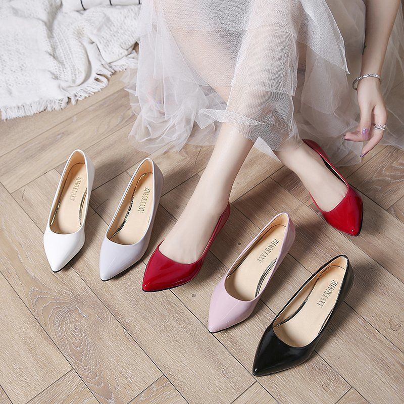 Shallow mouth pointed for women, cat sexy temperament, mid work shoes, thin heels, simple and versatile fashion women's_voghion.com