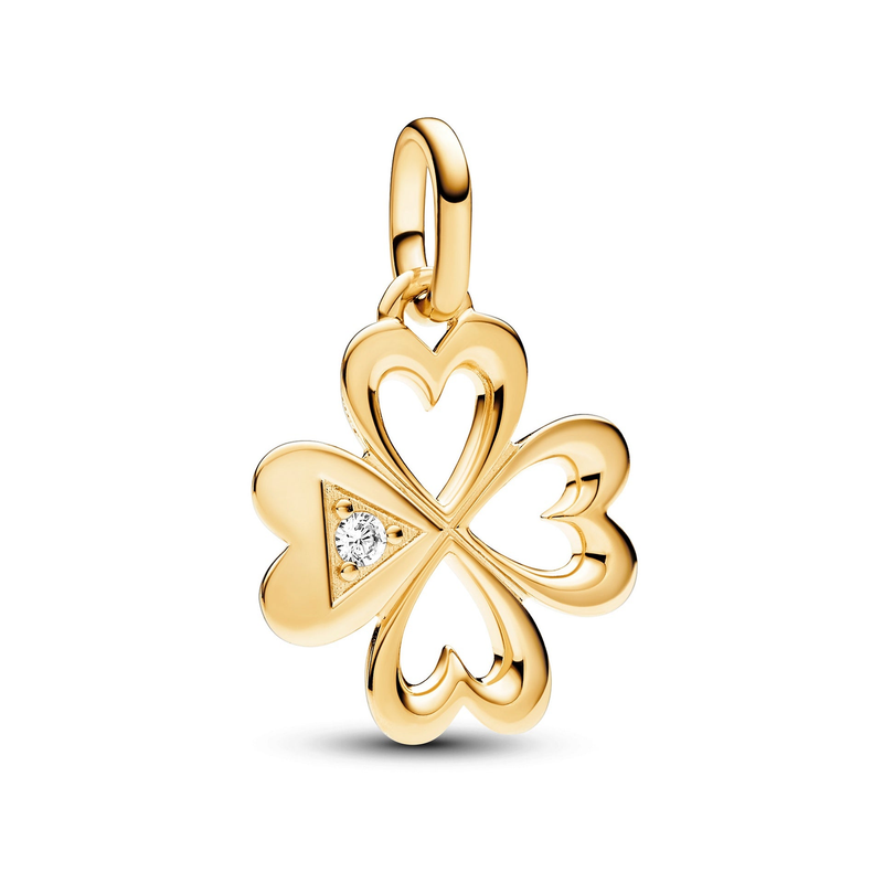 Γούρι μενταγιόν με τετράφυλλο τριφύλλι ME Heart_voghion.com