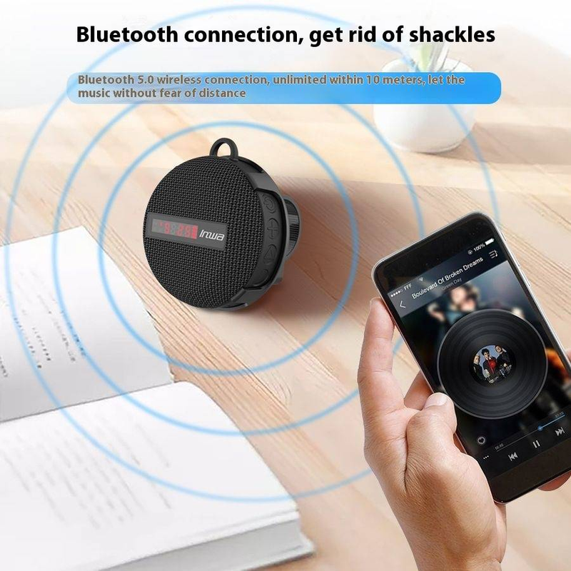 Motorcycle riding audio system, Bluetooth speaker, outdoor portable subwoofer, waterproof and dustproof, displaying time and speed_voghion.com