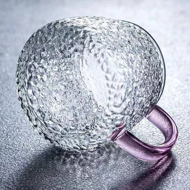 Thickened Hammer Pattern Pineapple Cup Tropical Handle Water Cup Home Fashion Breakfast Cup Beverage Cup Milk Cup Glass Water Cup_voghion.com