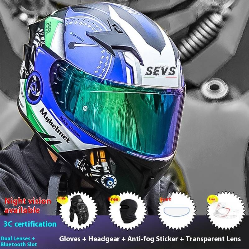 Motorcycle Full Face Helmet – 3C Certified, Bluetooth Slot, Lightweight ABS For Commuting,12 Color-Mirror Combos With Riding Gift Pack_voghion.com