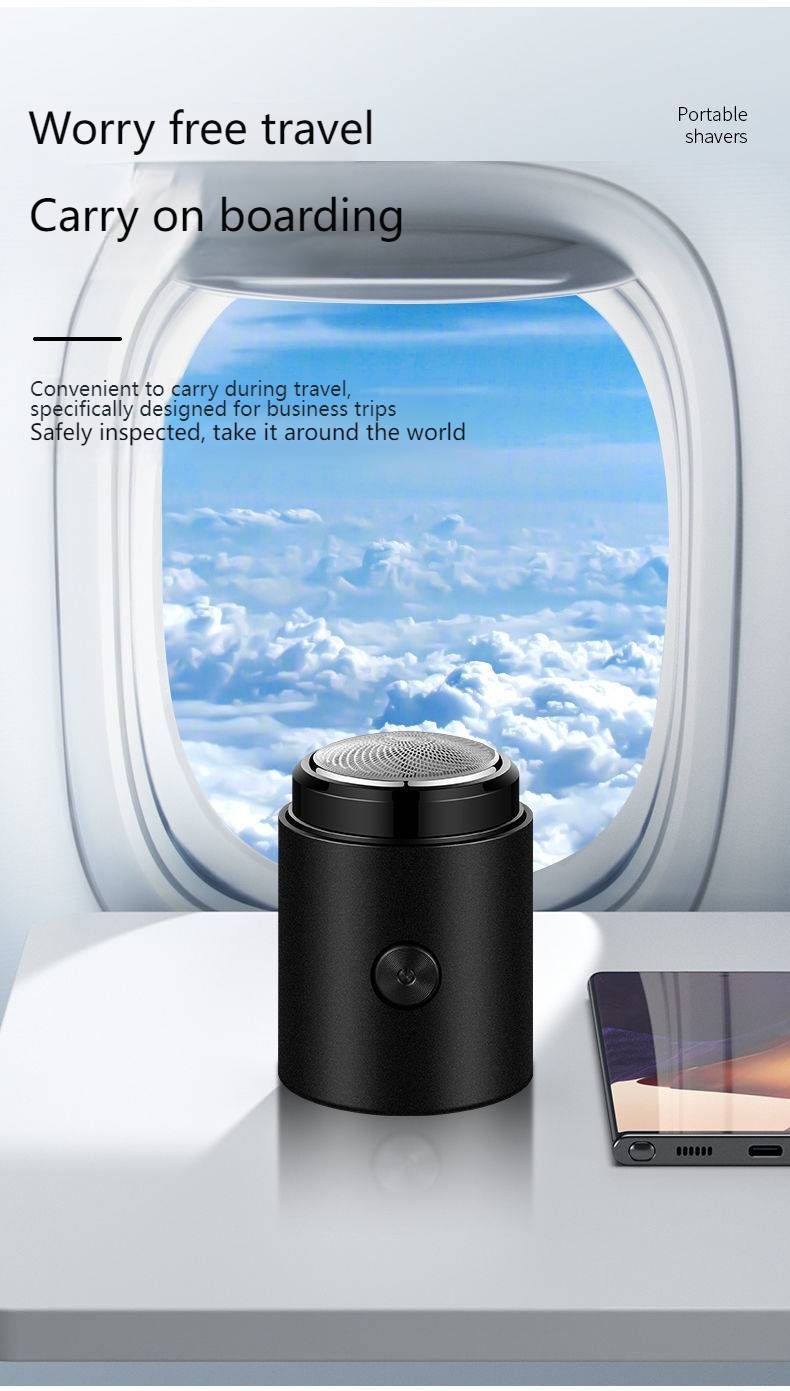 Tragbarer Elektrorasierer für Herren – USB-aufladbarer Reiserasierer mit LED-Anzeige und 30 Tagen Akkulaufzeit (Schwarz, rotierender Scherkopf, wasserdicht)_voghion.com