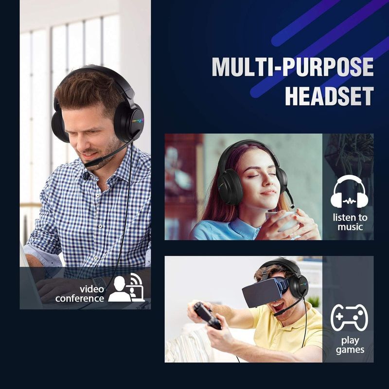 NUBWO N18 Gaming Headset With Microphone - Wired Over-Ear Headphones For PC, PS4, Xbox - Noise Cancelling & Deep Bass_voghion.com
