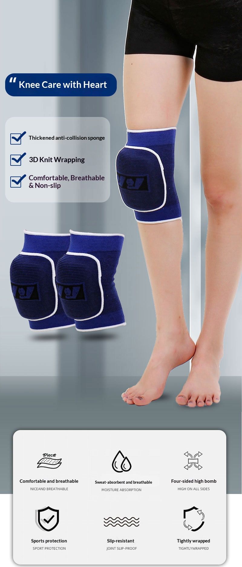 Volleyball, Soccer, Dancing, Kneeling, Elastic Sponge, Thickened Anti Collision And Knee Protection Sports Knee Pads_voghion.com