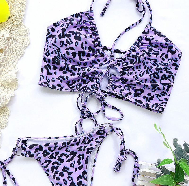 Damenbekleidung Split Badeanzug Leopardenmuster Bikini Badeanzug_voghion.com