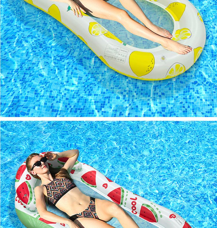 Gradient Transparent Mesh Floating Bed With Foldable Backrest - Inflatable Lounge Chair For Pool & Lake (Quick-Dry Heavy-Duty PVC Portable Design)_voghion.com