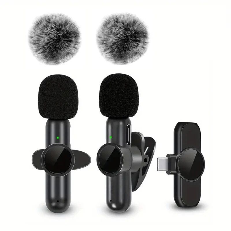 Wireless Lavalier Microphone Clip On Audio Video Mic Live Vlog For Mobile Phone_voghion.com
