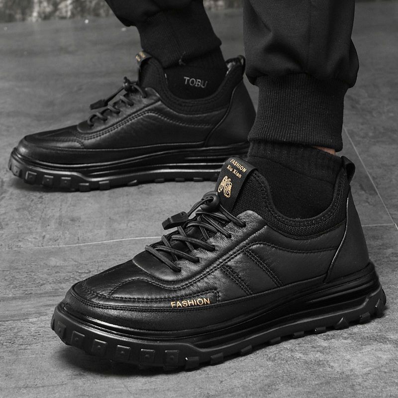 Winter rutschfeste, warme Herren-Schneestiefel mit Fleecefutter, verdickt, lässig, weiche Sohle, für ältere Väter, Baumwolllederschuhe_voghion.com