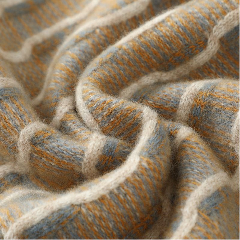 New thickened pure men's autumn and winter round neck contrasting color pullover loose casual wool knitted base sweater_voghion.com