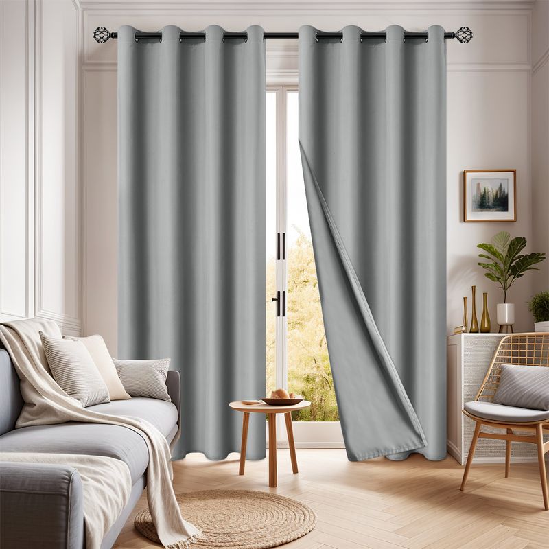 Double Sided Polyester Pongee Full Blackout Perforated Blackout Curtains Finished Curtains_voghion.com