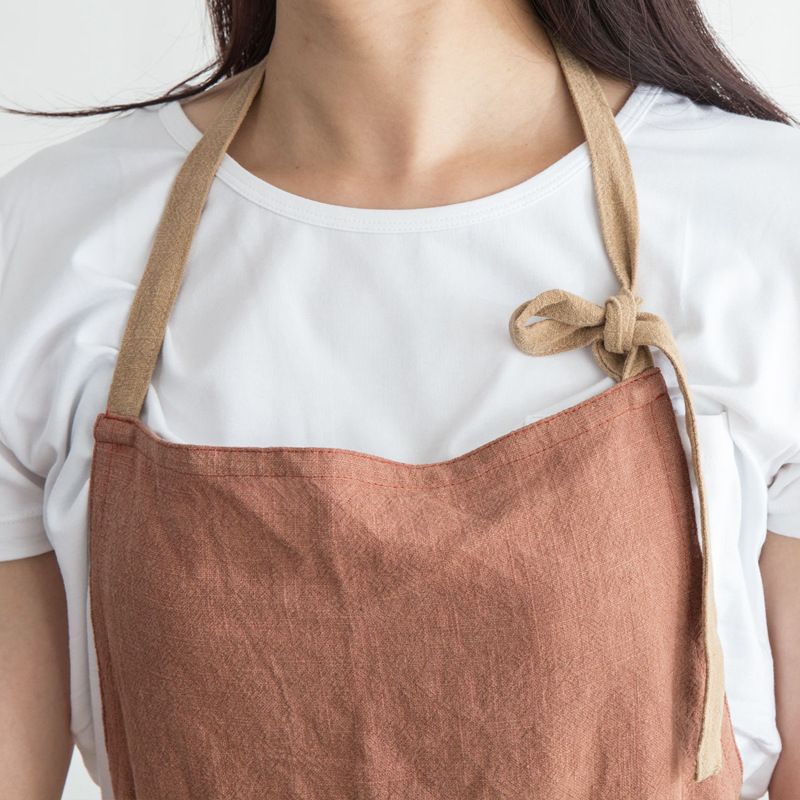 High-end Nordic Simple Cotton And Linen Color Matching Lace-up Kitchen Home Coffee Shop Bakery Uniform Apron_voghion.com