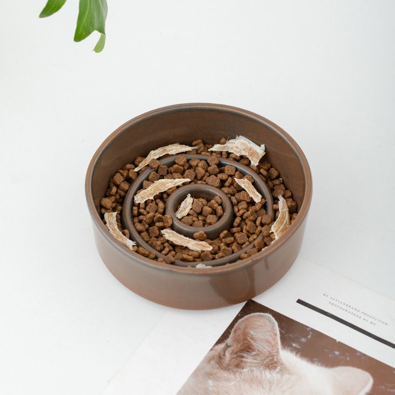Shumen Einfacher, kreativer Keramik-Futternapf für Katzen und Hunde, Futterverlangsamung, Anti-Aging-Produkt für Haustiere_voghion.com