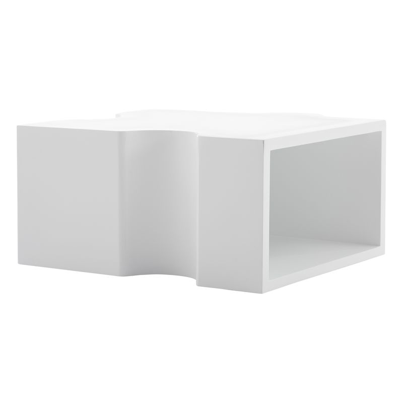 Table basse unique blanche à motif puzzle (65 x 65 x 32 cm), table basse rembourrée en MDF, table basse de salon art abstrait pour une décoration d'intérieur moderne._voghion.com