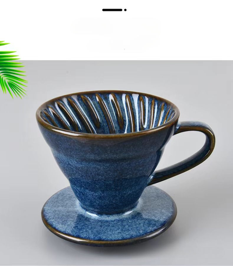 Size Reduction Heightened Ceramic Coffee Retro Classic Kiln Change Starry Sky Blue Filter Cup_voghion.com