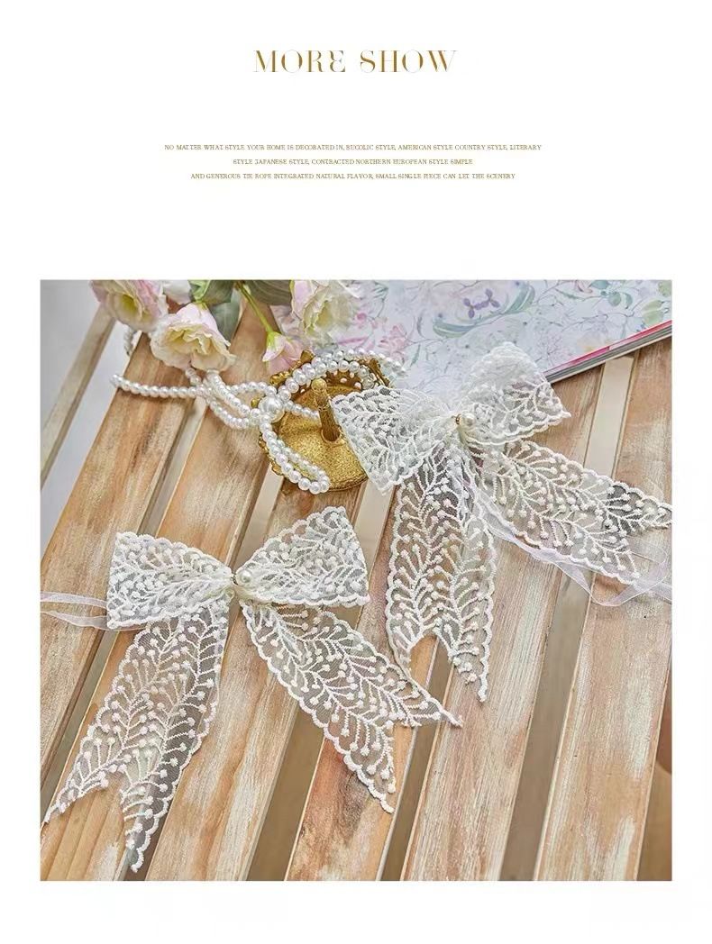 Raffhalter aus Spitzenschleife, leichter, luxuriöser französischer Vorhang mit Kordelzugschnalle im koreanischen Stil, ohne Bohren, schönes, transparentes Bindeseil_voghion.com