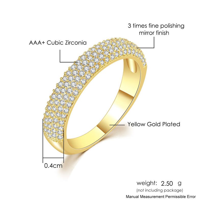 Mode vijf rijen diamanten dames ring in stijl zirkoon micro ingelegde vergulde veelzijdige ring_voghion.com