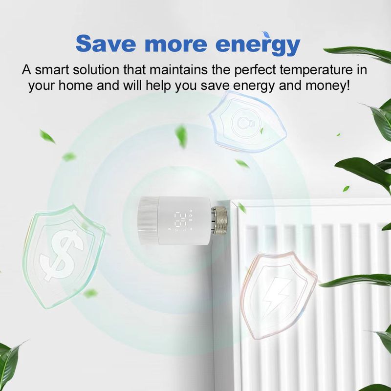 Tuya WiFi Smart Thermostatic Radiateur Vae Actionneur Chauffage Télécommande Sans Fil Thermostat Prise En Charge Alexa Google Home_voghion.com