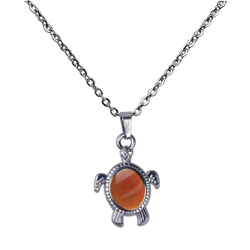 Cute Little Turtle Feels Warm and Moods Change Color Stainless Steel Necklace Engraving_voghion.com
