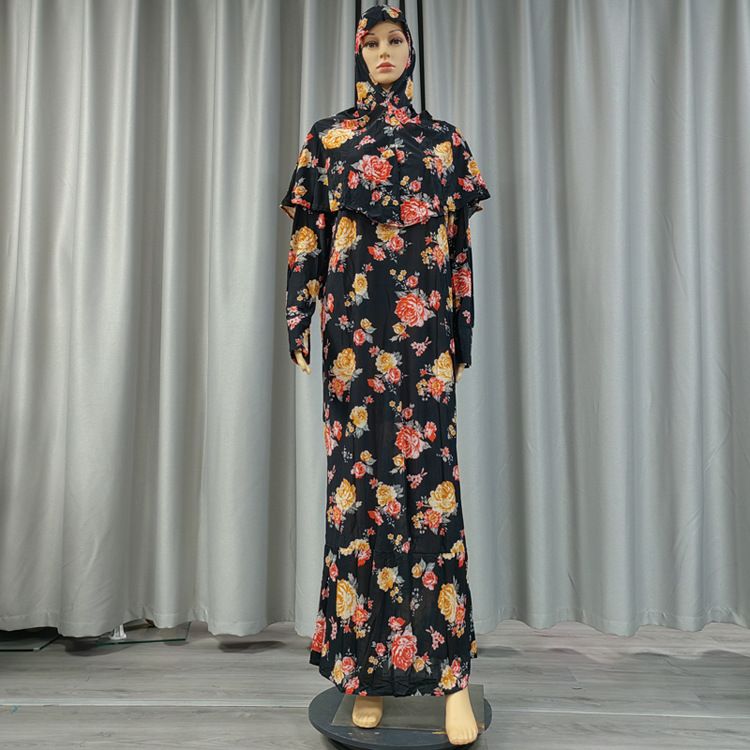 Heißer Verkauf Kaftan Dubai Robe Pullover Kopftuch Zweiteiliges Set_voghion.com