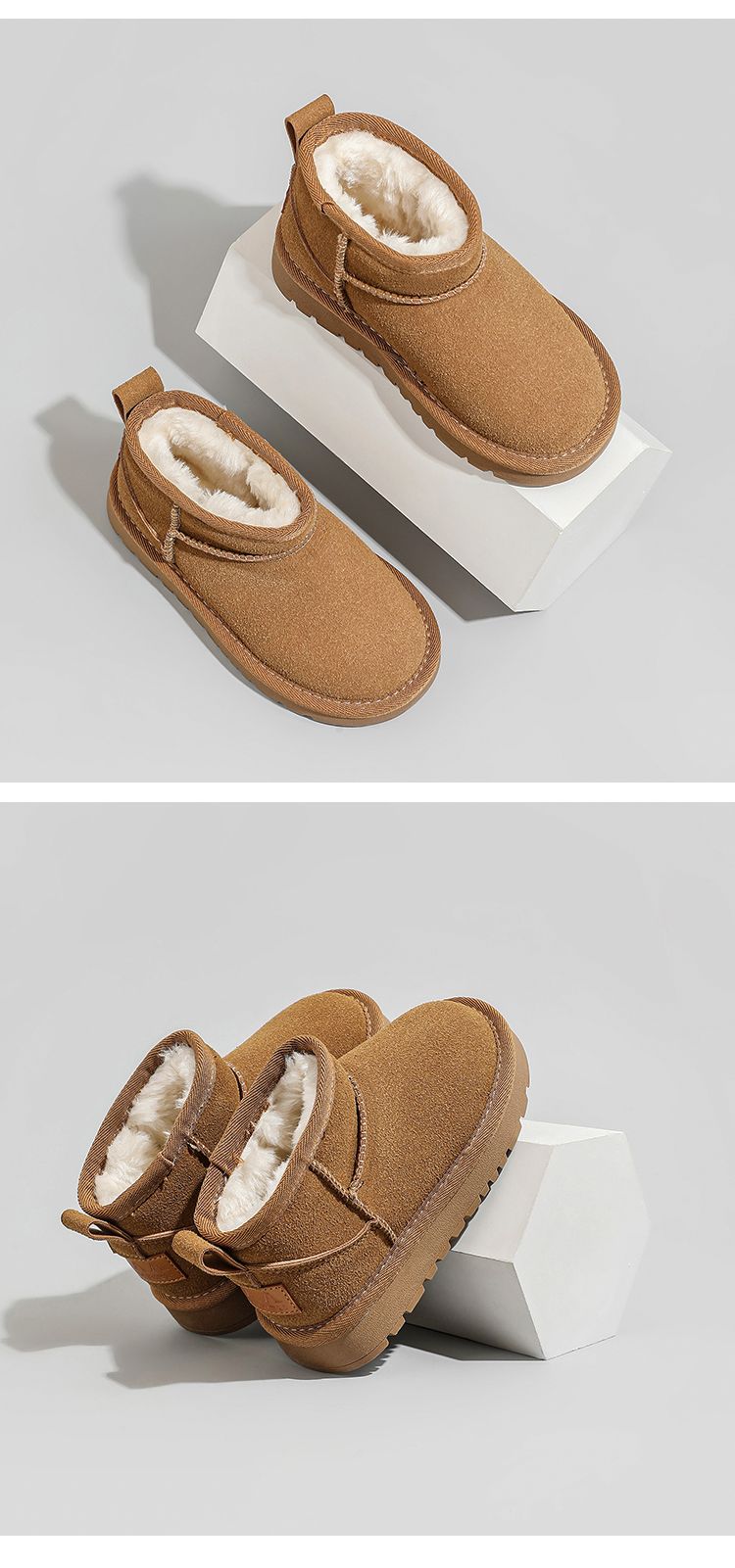 Koreanske barnesko i størrelse 26-41, snøstøvler, vinter, nye, tykke bomullssko for mellomstore og store barn._voghion.com