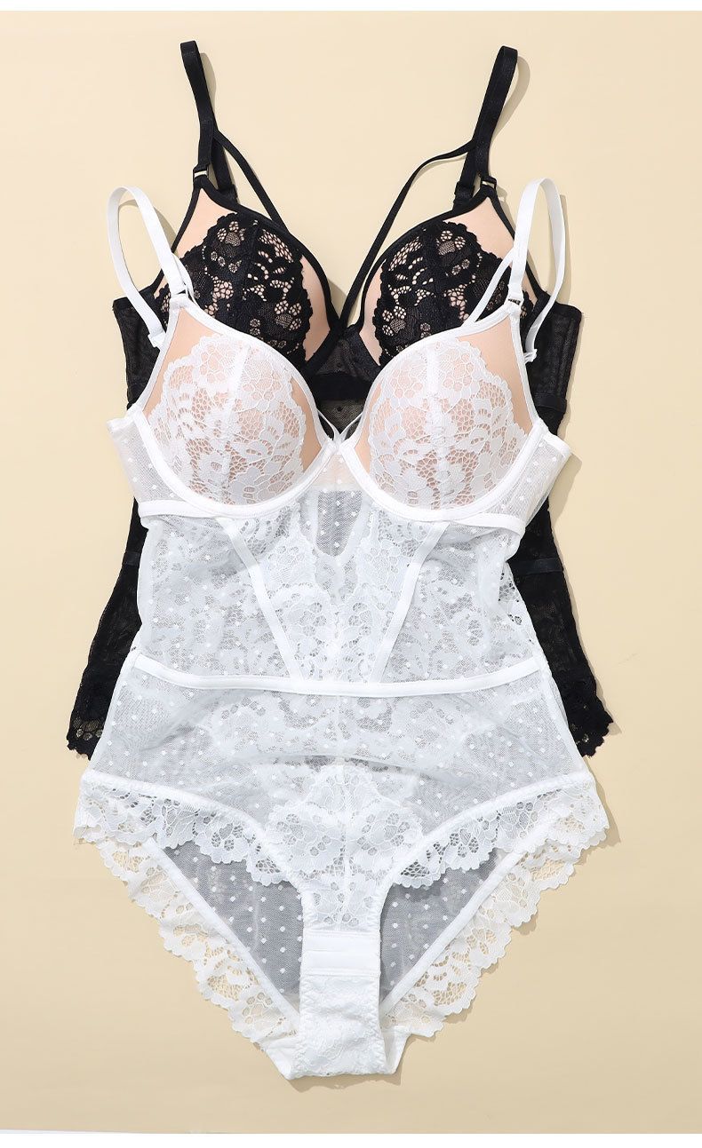 Γυναικεία ρούχα Γαλλικού στυλ μονοκόμματη σέξι λεπτή βαμβακερή δαντέλα μονοκόμματο κορσέ πανέμορφη πλάτης push-up μικροσχηματίζοντας μονοκόμματο_voghion.com