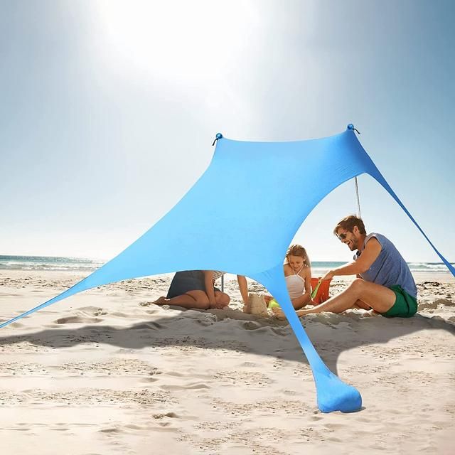 Familiefortelt 2,1M*1,6M Ultralet solskærmtelt med sandsæk UPF50+ UV bærbar strandsejl_voghion.com