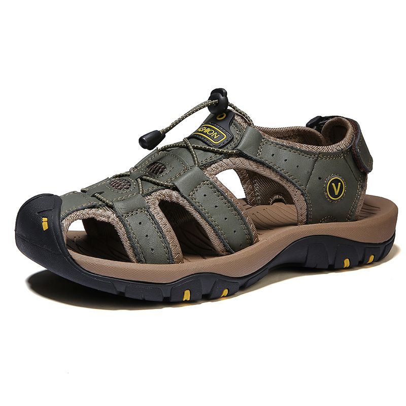 Große Sommersandalen aus Rindsleder für Outdoor-Wanderschuhe, lässige Strandschuhe für Herren_voghion.com