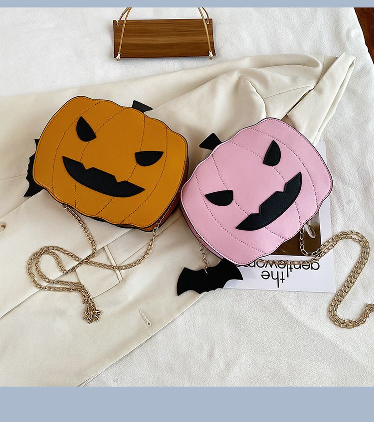 Borsa a tracolla con zucca glitterata a tema Halloween per donna - Borsa a tracolla in PU riflettente retrò con tasche con cerniera, accessorio alla moda e divertente_voghion.com