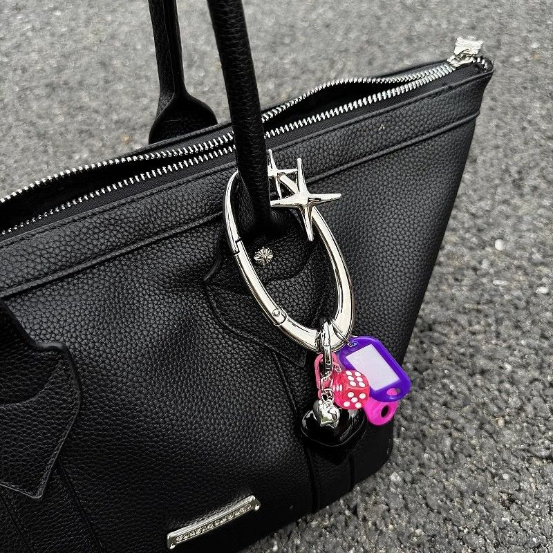 Trendy Cleanfit Dopamine Metal Keychain - Unique Couple Keyring For Backpack & Bag Accessories, Multi-Element Star & Heart Design_voghion.com