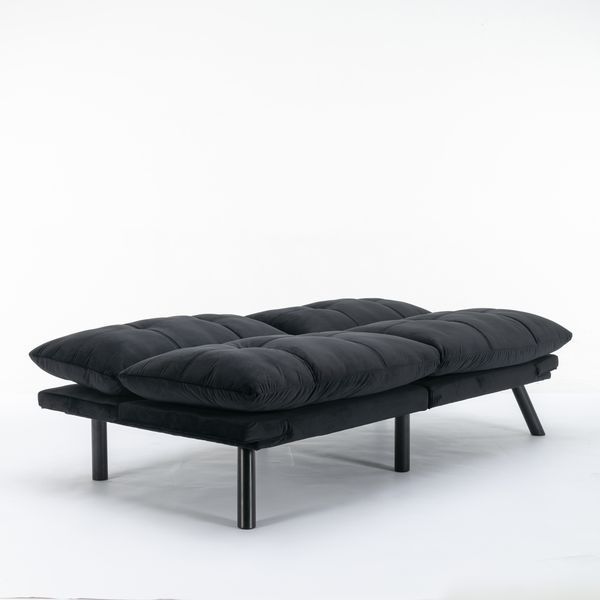 Black Convertible Folding Modern Sofa Bed_voghion.com