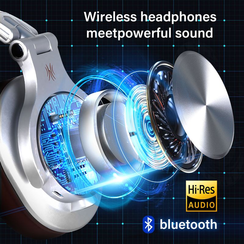Oneo dio A70 Fusion Wired + Wireless Bluetooth 5.2 Headphones For Phone With Mic Over Ear Studio DJ Headphone Recording Headset_voghion.com