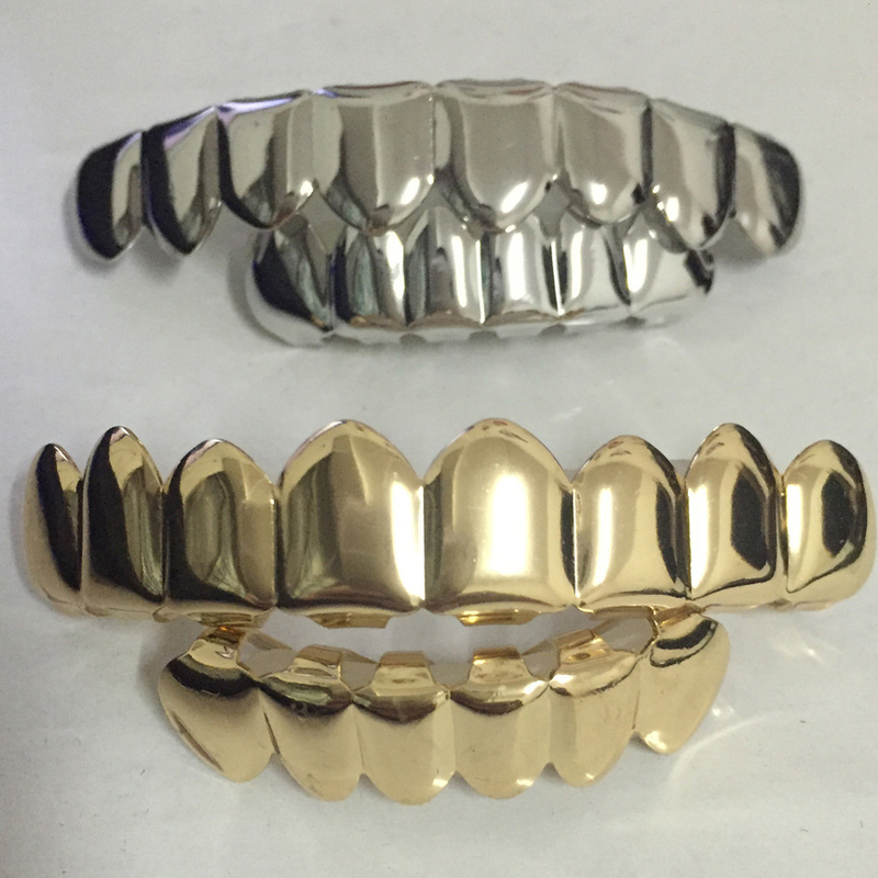 Griglie per denti di Halloween placcate in oro Hip Hop con 8 griglie_voghion.com
