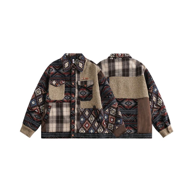 Eon Modish 25 Autumn New American Street Fashion Ethnic Style Patchwork Jacket Coat_voghion.com