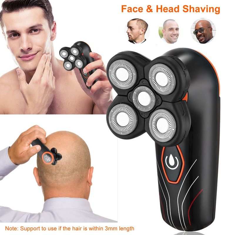 4D Electric Shavers Razor IPX7 Waterproof Wet & Dry 5 Floating Head Rotary Shavers Rechargeable Beard Trimmer Shaving Razor For Men_voghion.com