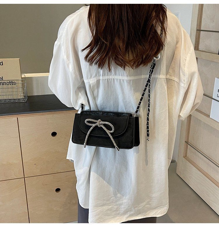 2024 New Chain Crossbody Single Shoulder Sequin Women's Texture Small Fragrant Wind Solid Color Bow Mini Handheld Bag_voghion.com
