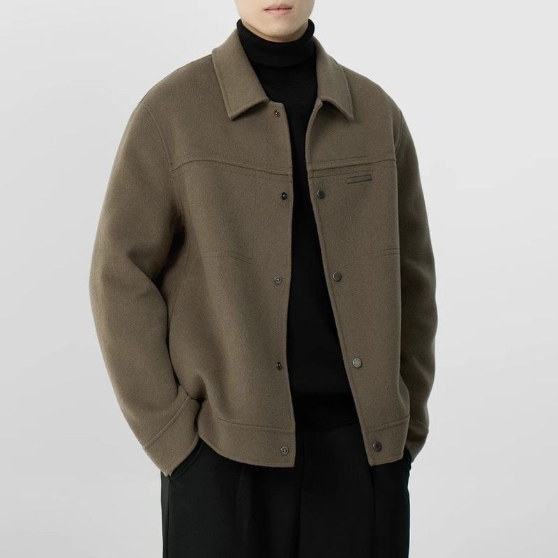 Herren-Freizeitjacke aus Wollmischung – Leicht, stylisch und vielseitig (Schwarz/Khaki/Braun, M-4XL)_voghion.com