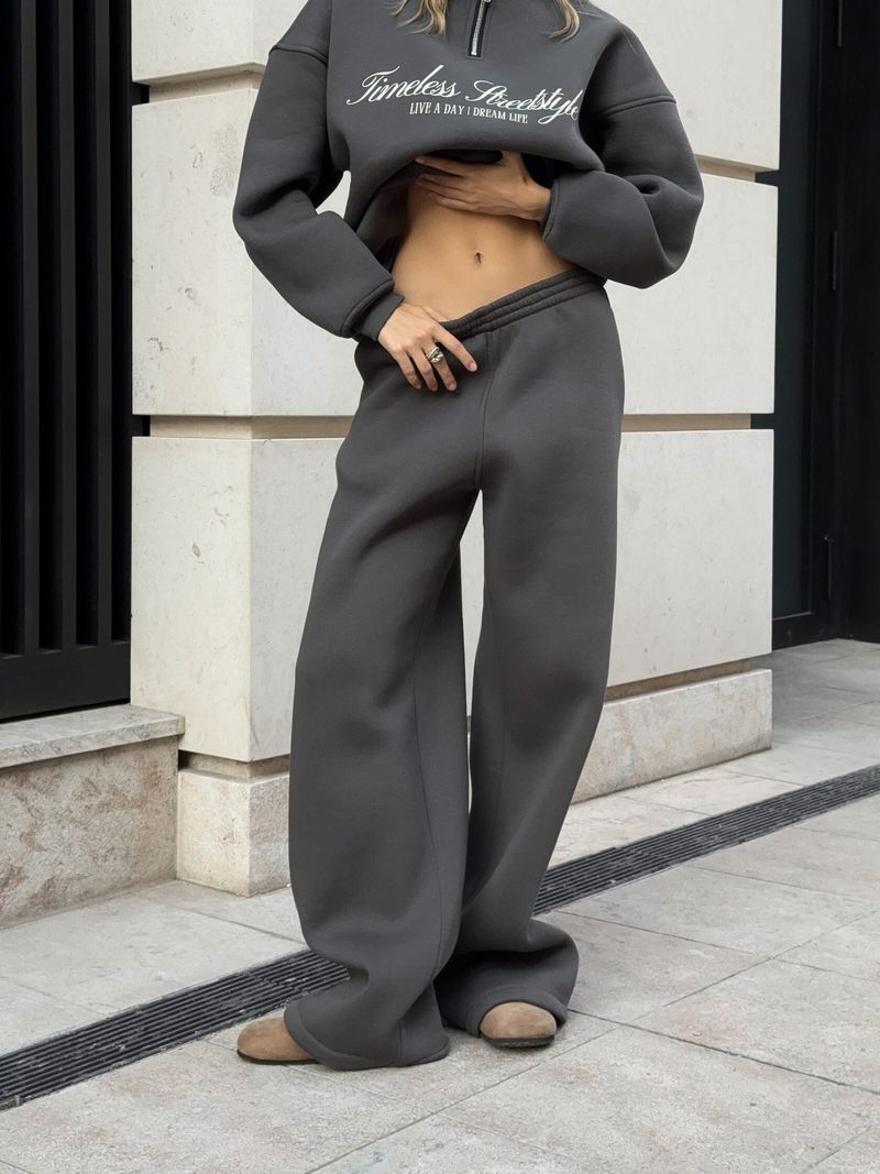 Oversized Letter Print Sweatshirt & Jogger Set - Unisex Streetwear Lounge Two-Piece, Drop Shoulder Long Sleeve Hoodie With Matching Drawstring Pants_voghion.com