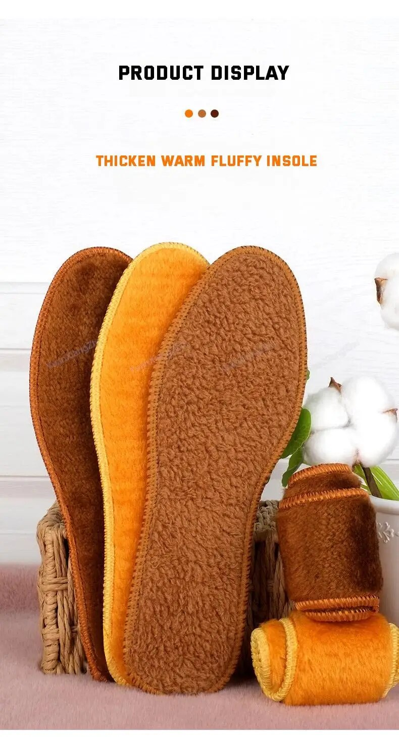 NEW Winter Plush Warm Insole for Shoes Thicken Snow Boots Shoe Sole Thermal Insert Sports Running Insoles Men Woman_voghion.com