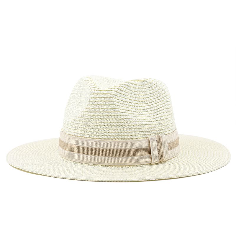 Fashion 54-58-60CM Womens Summer Panama Hats Wide Brim Straw Sun Beach Hat Men Fashion UPF UV Protection Fedoras Cap For Travel_voghion.com