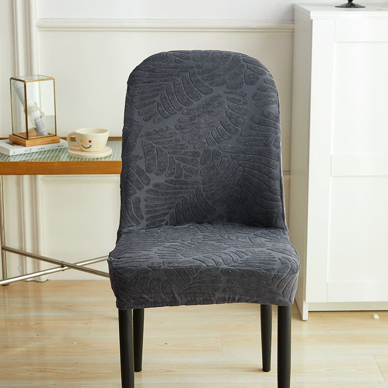 Jacquard curved chair cover all-inclusive universal dining table and chair protective cover home simple modern large round stool cover_voghion.com