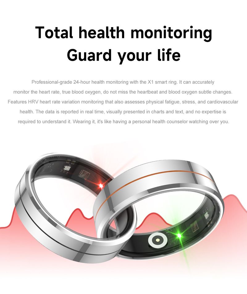 Smart Ring ultra sottile da 6,5 mm - Tracker del sonno con intelligenza artificiale, monitoraggio della frequenza cardiaca in tempo reale, dell'ossigeno nel sangue, impermeabile e della temperatura per fitness e salute_voghion.com