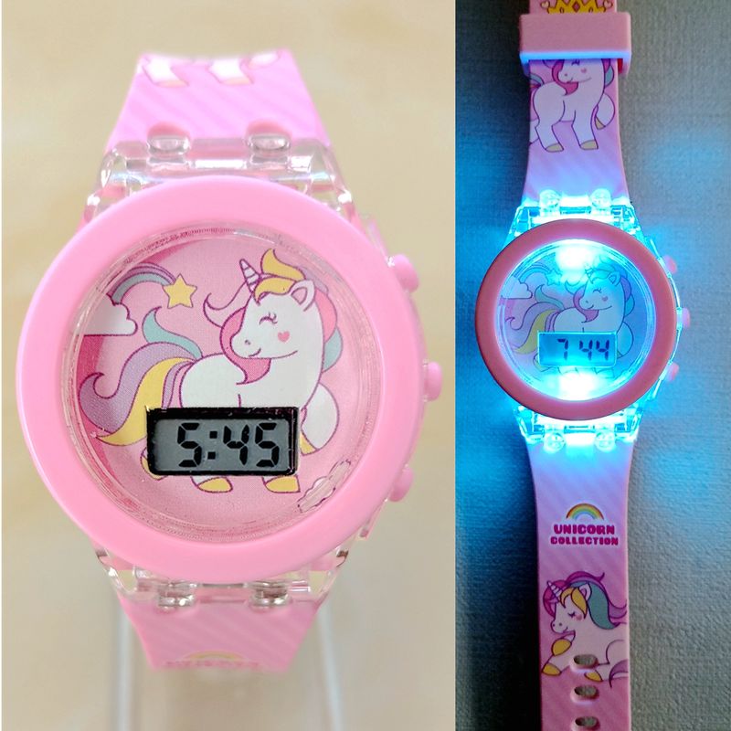 Mädchen Kinder Kinder Cartoon Einhorn Sammlung Digital Elektronische Flash Glow Up Licht Bunte Geburtstag Party Geschenke_voghion.com