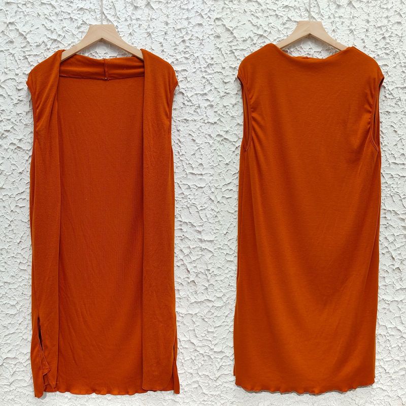 Einfarbige, modische, lässige, lange Weste für Damen_voghion.com