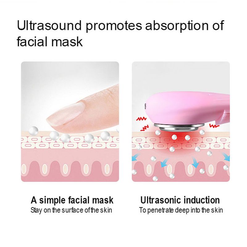 Ultraschall-Silikon-elektrische Gesichtsreinigungsbürste RF Beauty Device Sonic Gesichtsreiniger Waschmassagebürste Wiederaufladbar IPX7_voghion.com