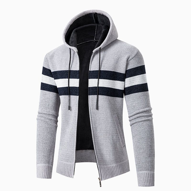 Herren-Winterjacke aus Fleece mit Sherpa-Futter und Kapuze – warmer, dicker Mantel für lässige Oberbekleidung (Hellgrau, Dunkelgrau, Schwarz, Weinrot, Marineblau)_voghion.com