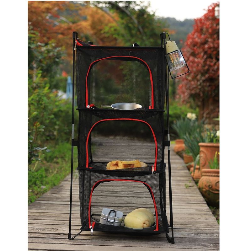 Outdoor Multifunctional Folding Fish Camping Fruit Vegetable Clothes, Hanging Drying Net, With Bracket To Prevent_voghion.com