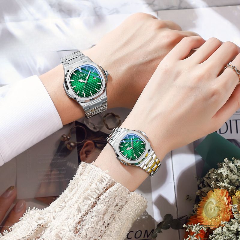 Steel Belt Watch Couple Luminous Waterproof Fashion Business Calendar Men And Women Quartz Watch Daily Commute Leisure Birthday Valentine's Day Gift_voghion.com