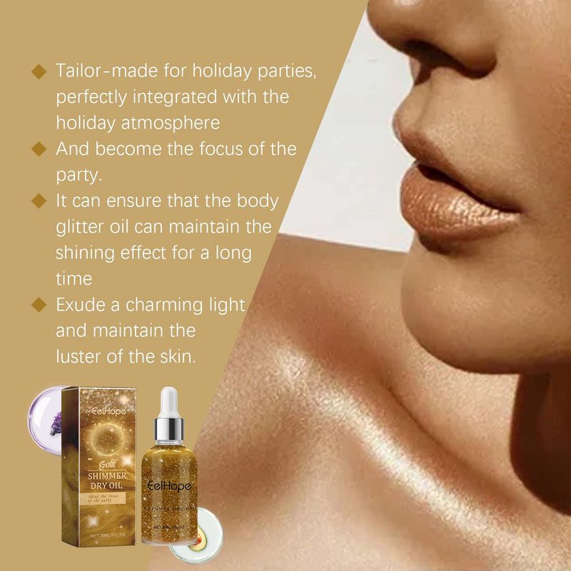 EELHOPE Golden Party Body Flash Oil Party Glänzende Haut Körper Schlüsselbein Haut Sternenhimmel Flash Oil_voghion.com